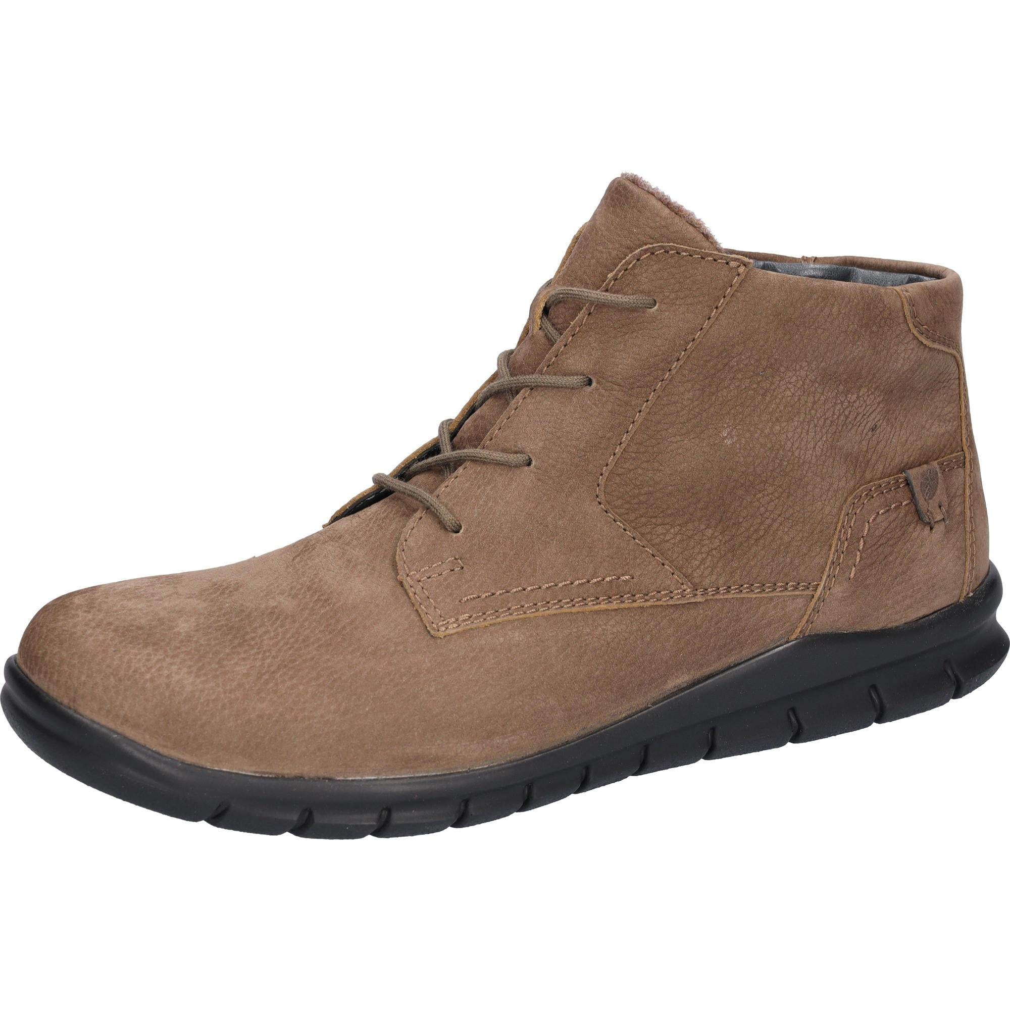Waldlaufer Hector men's wide fit brown leather lace-up shoes with arch support and flexible black rubber sole.