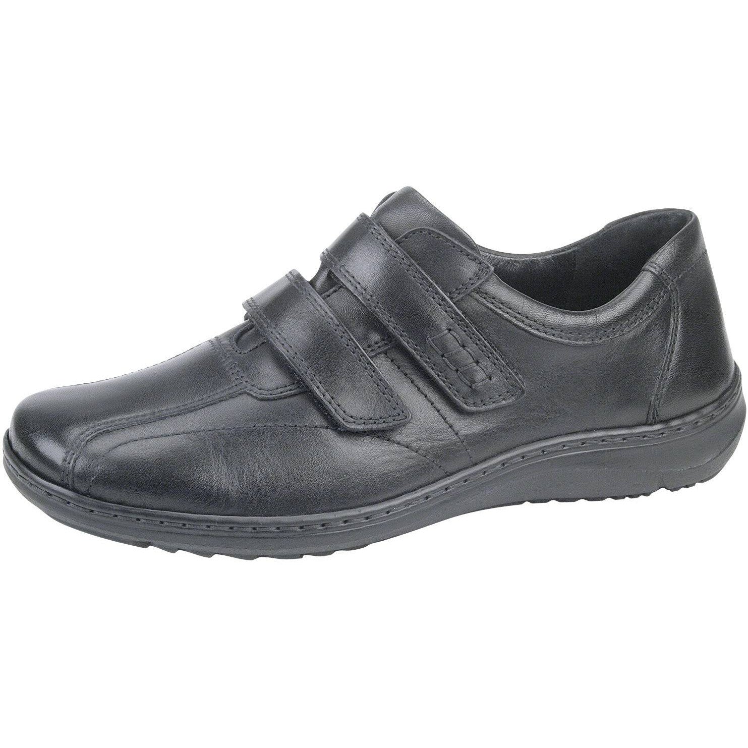 Waldlaufer 478301 Herwig Black Wide Fit Hook and Loop Shoes-elevate your sole