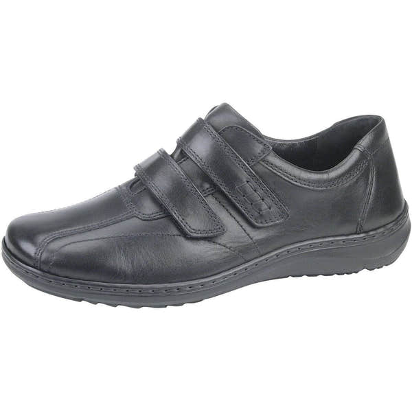 Waldlaufer 478301 Herwig Black Wide Fit Hook and Loop Shoes-elevate your sole