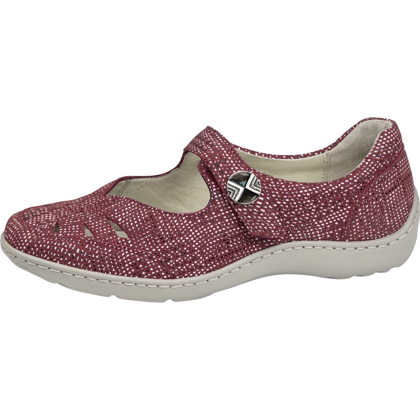 Waldlaufer 496309 161 069 Henni Ladies Karo Firmino Red Hook And Loop Mary Jane Shoes - elevate your sole