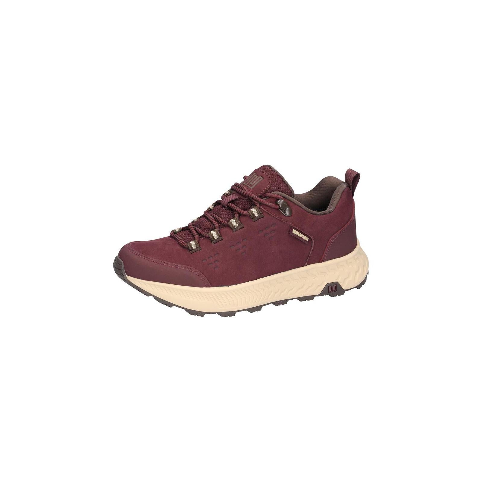 Waldlaufer 545950 102 166 H-Milli women's Wide Burgundy Nubuck Arch Support Waterproof Lace Up Shoes, inner side view.