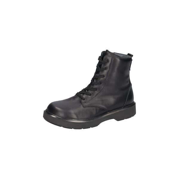Waldlaufer 564801 144 001 H-Quinn women's Wide Black Leather Arch Support Zip & Lace Ankle Boots, inner side view.