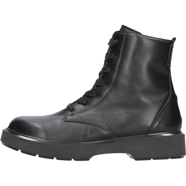 Waldlaufer 564801 144 001 H-Quinn women's Wide Black Leather Arch Support Zip & Lace Ankle Boots, front three-quarter view.