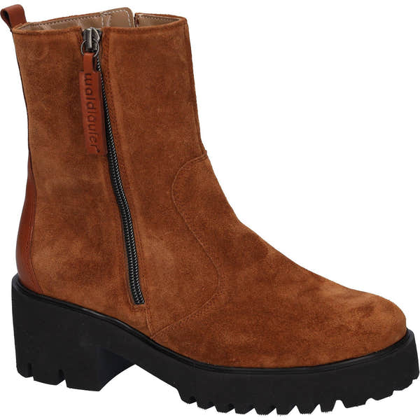 Waldlaufer 608803 200 082 K-Nira Ladies Brown Suede Side Zip Ankle Boots-elevate your sole