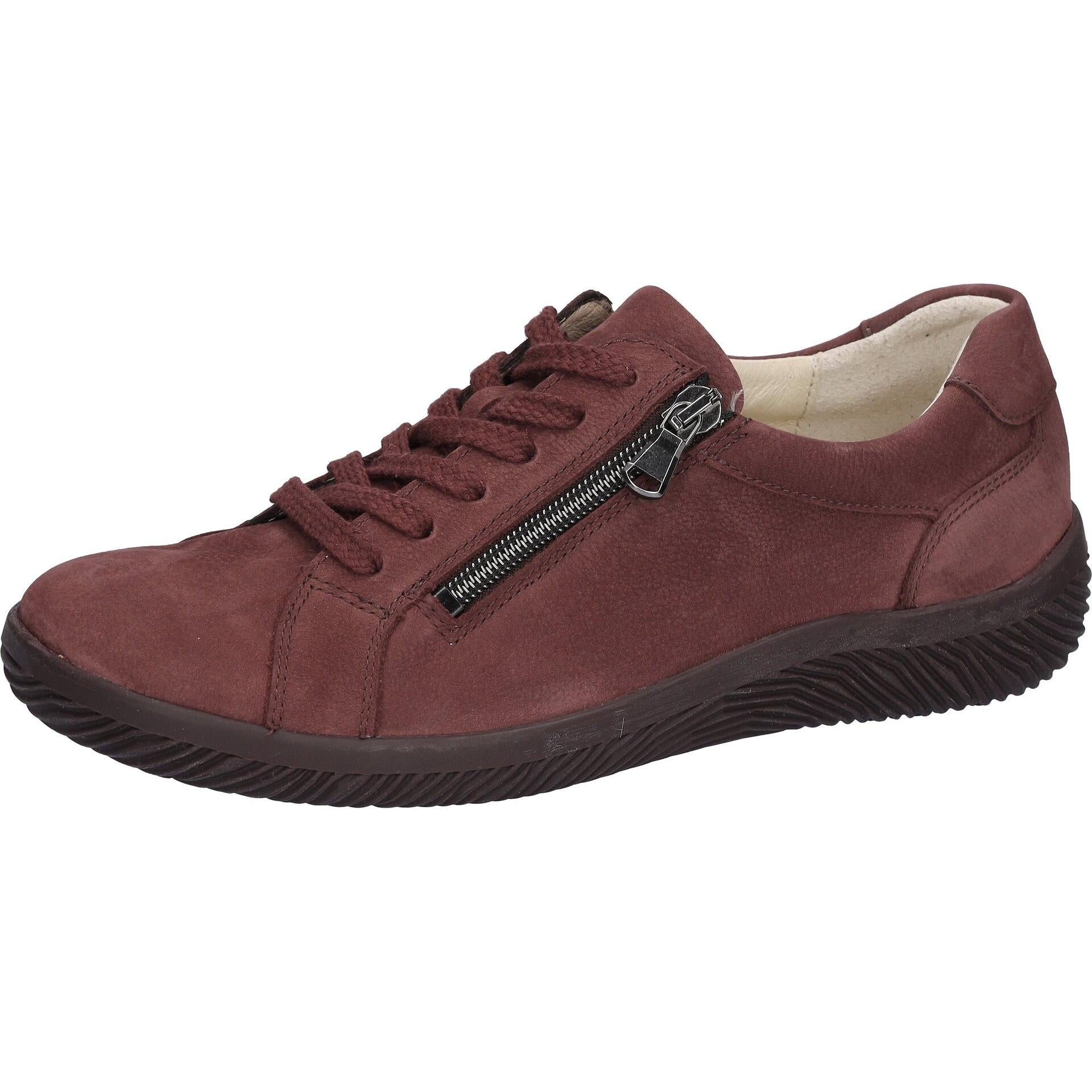Waldlaufer 609001 190 168 K-Roya women's Wide Chocolate Brown Leather Arch Support Zip & Lace Shoes, inner side view.