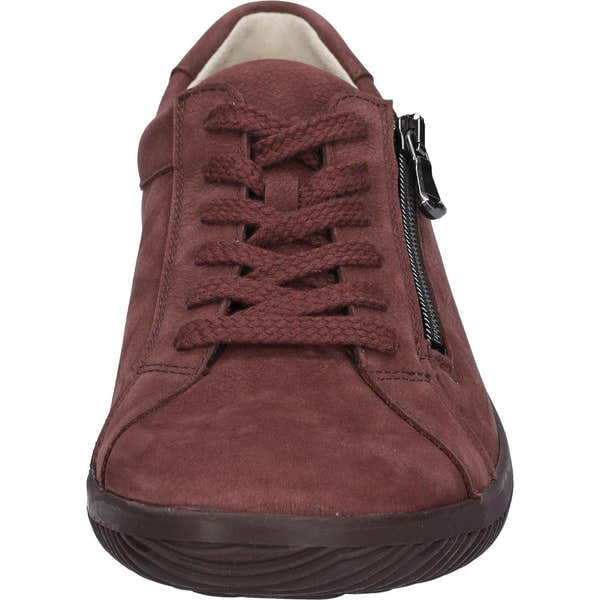 Waldlaufer 609001 190 168 K-Roya women's Wide Chocolate Brown Leather Arch Support Zip & Lace Shoes, outer side view.