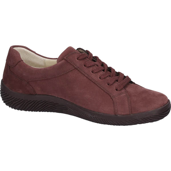 Waldlaufer 609001 190 168 K-Roya women's Wide Chocolate Brown Leather Arch Support Zip & Lace Shoes, rear three-quarter view.