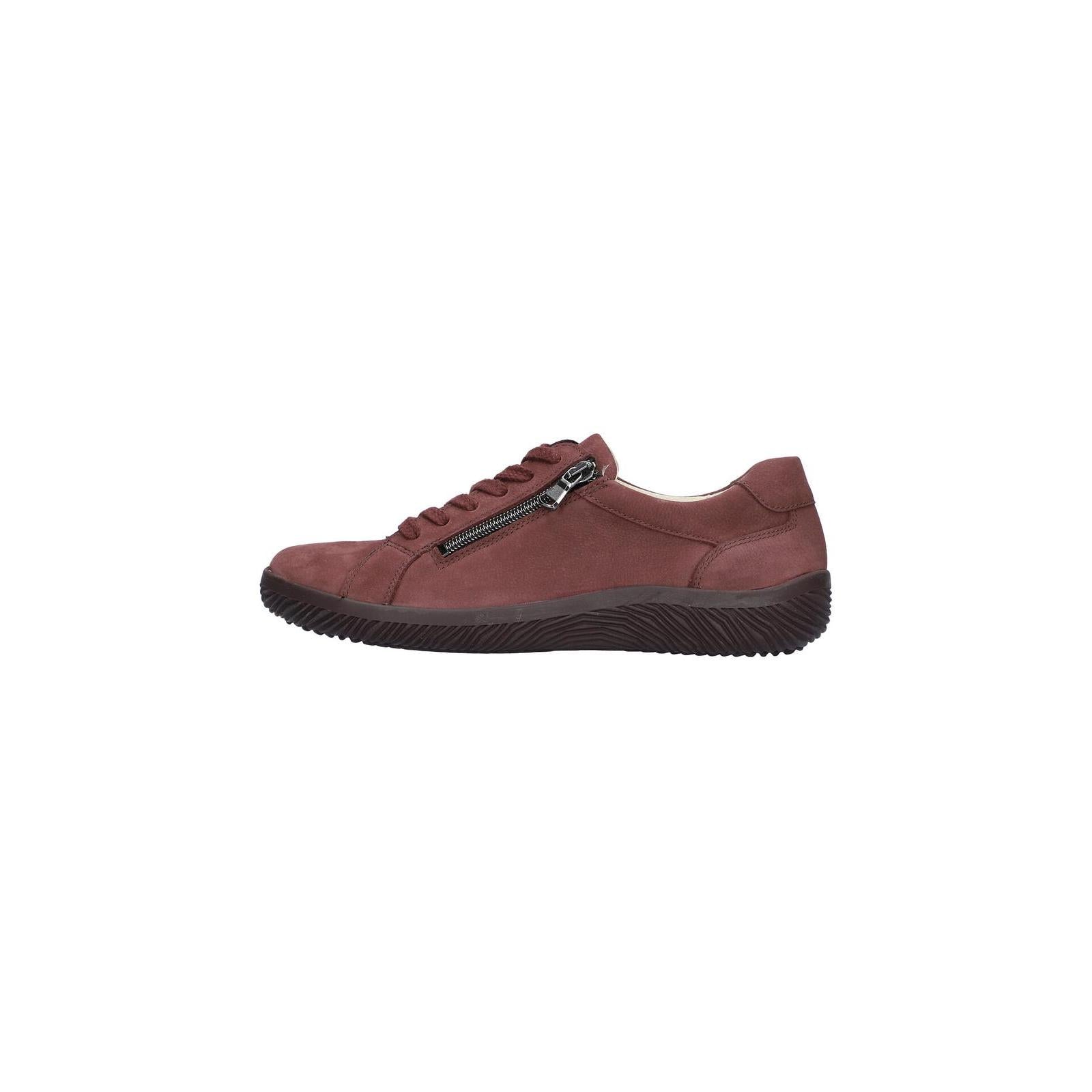 Waldlaufer 609001 190 168 K-Roya women's Wide Chocolate Brown Leather Arch Support Zip & Lace Shoes, front three-quarter.