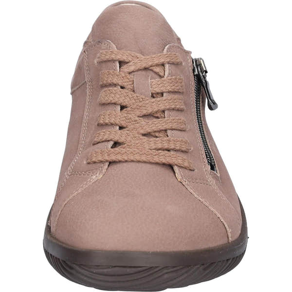 Waldlaufer 609001 190 285 K-Roya women's Wide Taupe Leather Arch Support Zip & Lace Shoes, outer side view.