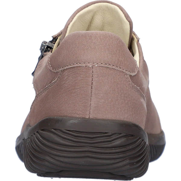 Waldlaufer 609001 190 285 K-Roya women's Wide Taupe Leather Arch Support Zip & Lace Shoes, top and fastening detail.