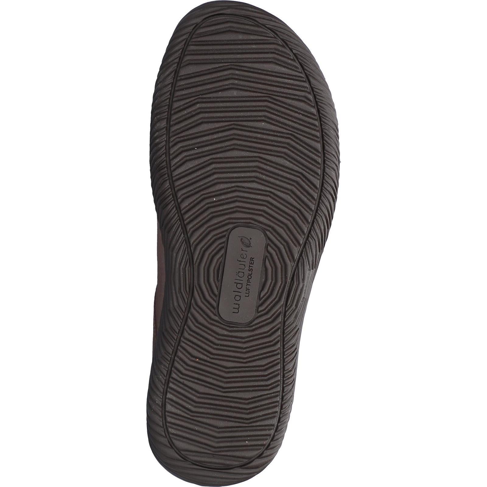Waldlaufer 609001 190 285 K-Roya women's Wide Taupe Leather Arch Support Zip & Lace Shoes, sole and construction detail.