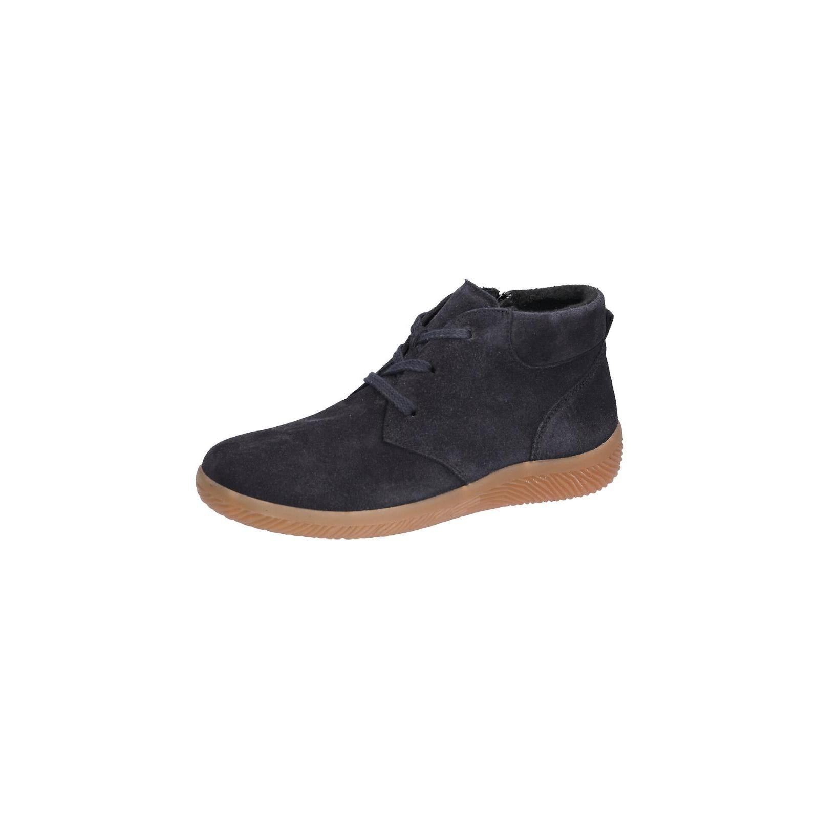 Waldlaufer 609802 195 194 K-Roya women's Wide Navy Blue Suede Arch Support Zip & Lace Ankle Boots, inner side view.