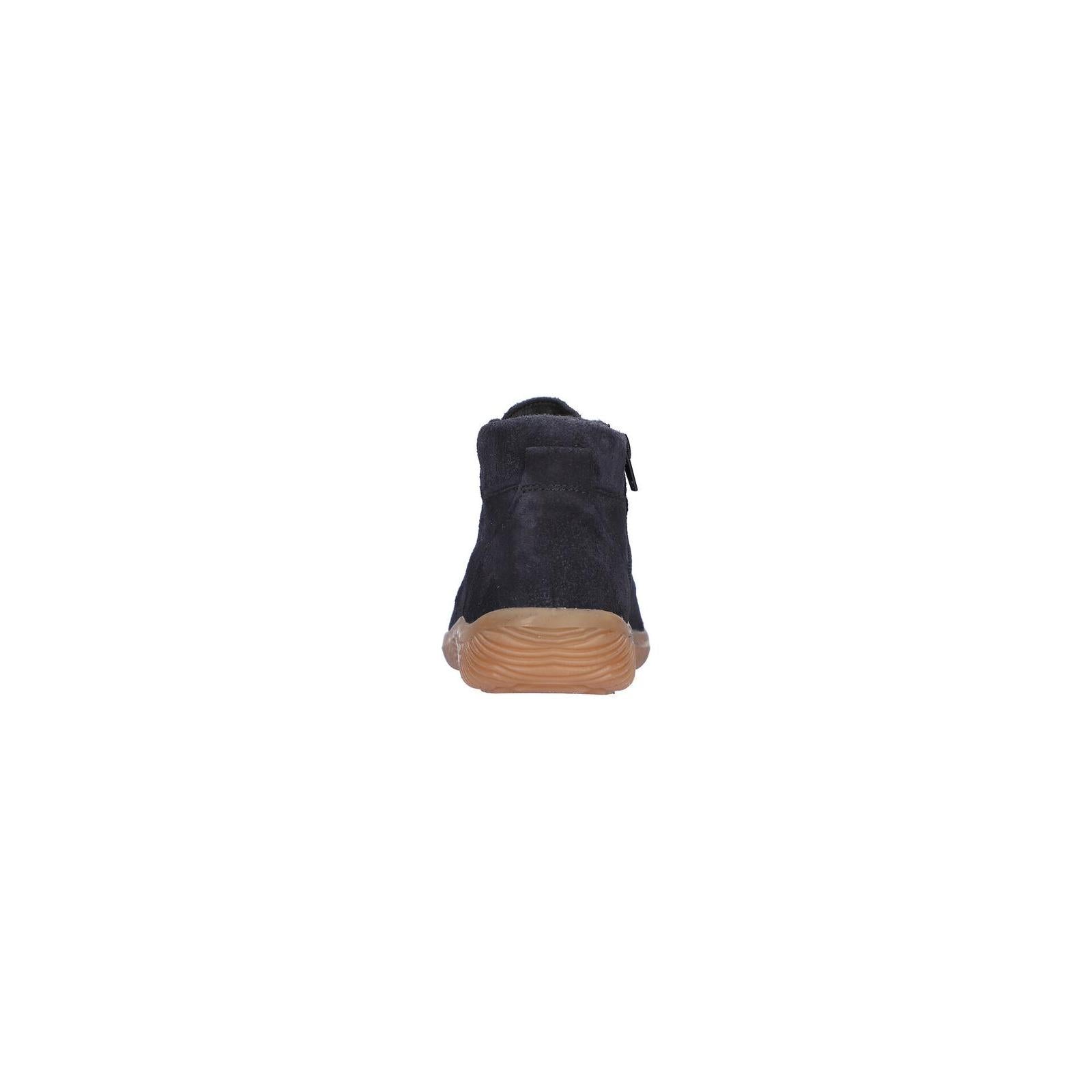 Waldlaufer 609802 195 194 K-Roya women's Wide Navy Blue Suede Arch Support Zip & Lace Ankle Boots, top and fastening detail.