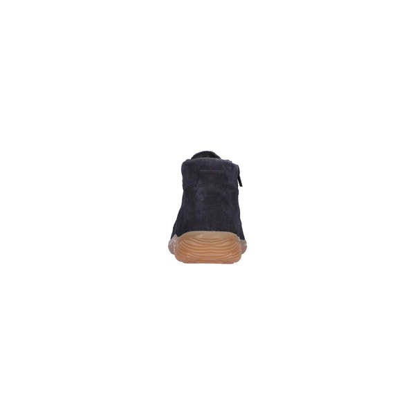 Waldlaufer 609802 195 194 K-Roya women's Wide Navy Blue Suede Arch Support Zip & Lace Ankle Boots, top and fastening detail.