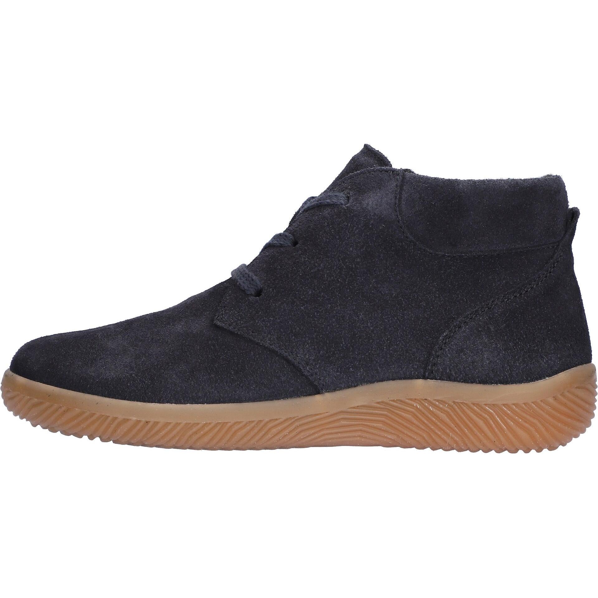 Waldlaufer 609802 195 194 K-Roya women's Wide Navy Blue Suede Arch Support Zip & Lace Ankle Boots, front three-quarter view.