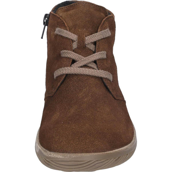 Waldlaufer 609802 195 277 K-Roya women's Wide Brown Suede Arch Support Zip & Lace Ankle Boots, outer side view.