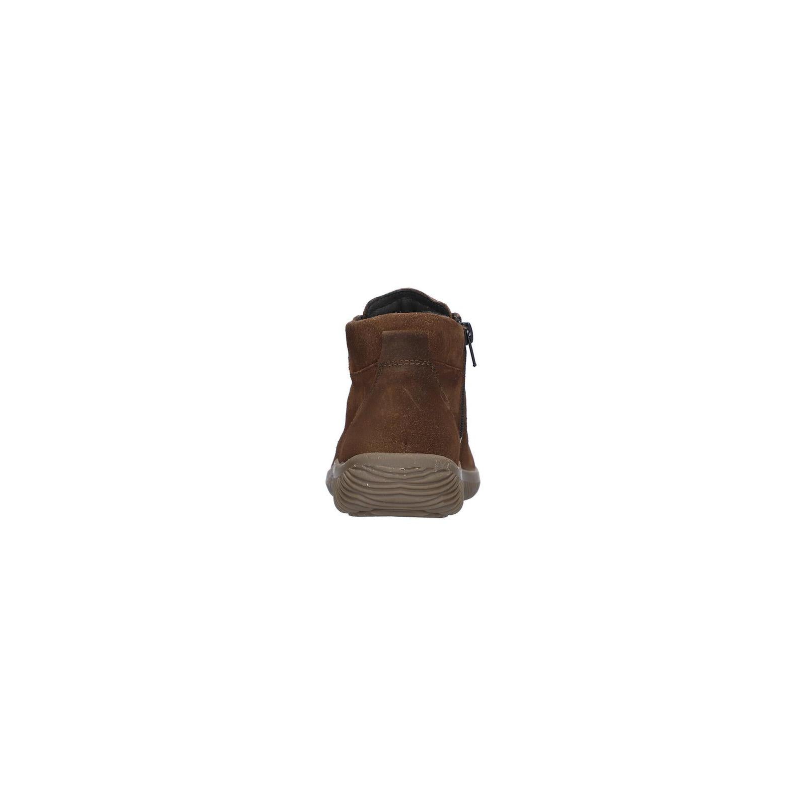Waldlaufer 609802 195 277 K-Roya women's Wide Brown Suede Arch Support Zip & Lace Ankle Boots, top and fastening detail.