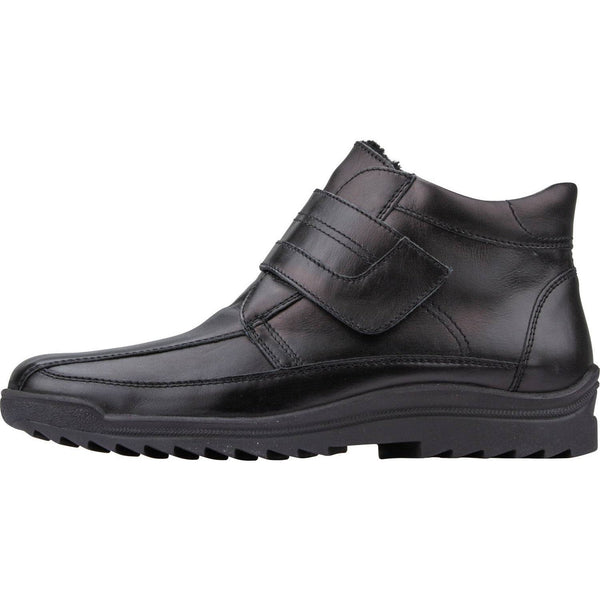 Waldlaufer 613901 174 001 - Kai Mens Wide Black Leather Arch Support Touch Fastening Ankle Boots-elevate your sole