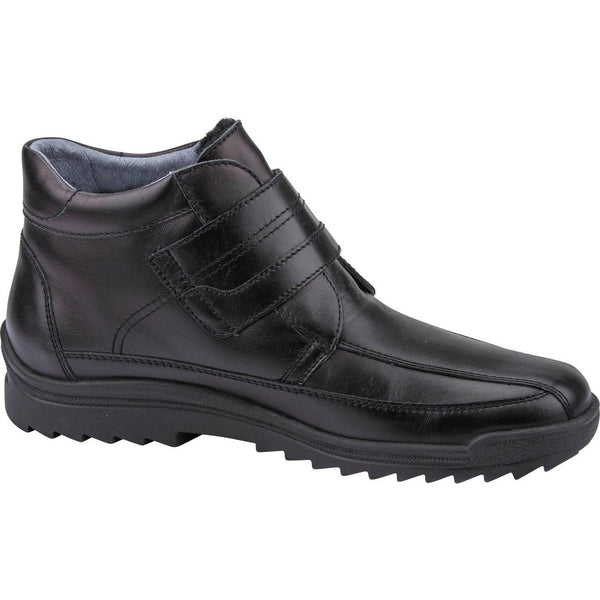 Waldlaufer 613901 174 001 - Kai Mens Wide Black Leather Arch Support Touch Fastening Ankle Boots-elevate your sole