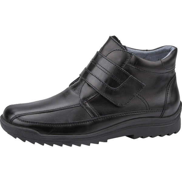 Waldlaufer 613901 174 001 - Kai Mens Wide Black Leather Arch Support Touch Fastening Ankle Boots-elevate your sole