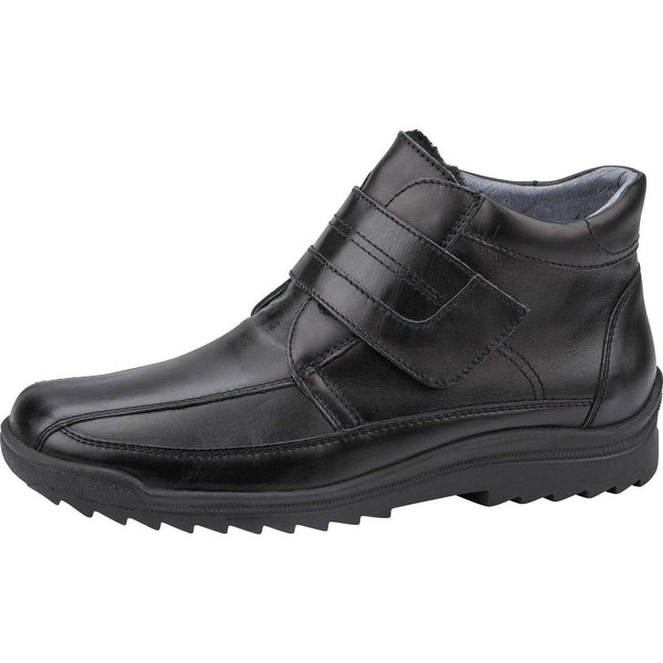 Waldlaufer 613901 174 001 - Kai Mens Wide Black Leather Arch Support Touch Fastening Ankle Boots-elevate your sole
