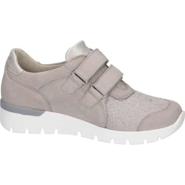 Waldlaufer 626K31 501 070 K-Ramona Ladies Silver Leather & Textile Arch Support Touch Fastening Shoes-elevate your sole