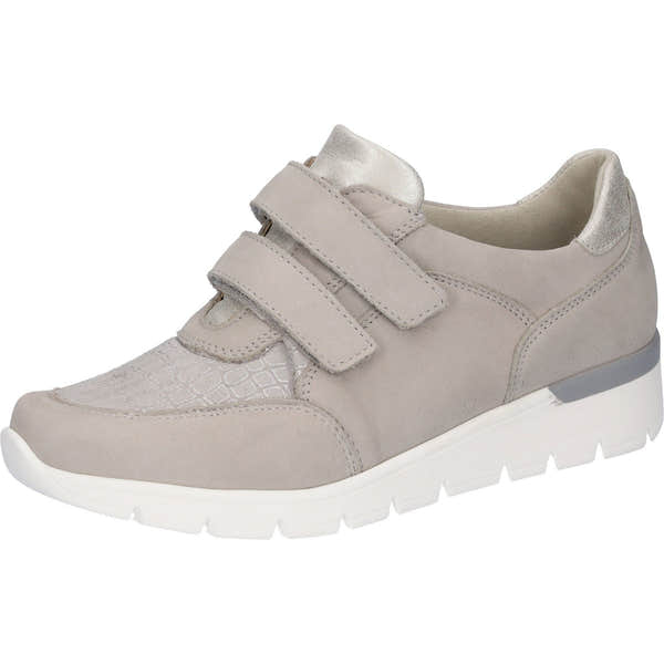 Waldlaufer 626K31 501 070 K-Ramona Ladies Silver Leather & Textile Arch Support Touch Fastening Shoes-elevate your sole
