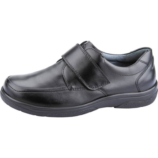 Waldlaufer 633301 Ken Black Leather Wide Fit Hook and Loop Shoes-elevate your sole