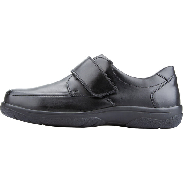 Waldlaufer 633301 Ken Black Leather Wide Fit Hook and Loop Shoes-elevate your sole