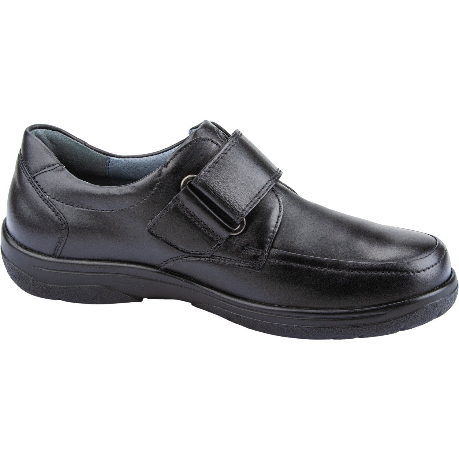 Waldlaufer 633301 Ken Black Leather Wide Fit Hook and Loop Shoes-elevate your sole