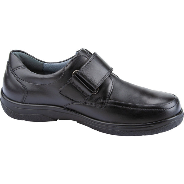Waldlaufer 633301 Ken Black Leather Wide Fit Hook and Loop Shoes-elevate your sole