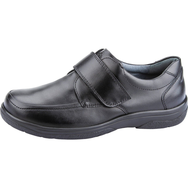 Waldlaufer 633301 Ken Black Leather Wide Fit Hook and Loop Shoes-elevate your sole