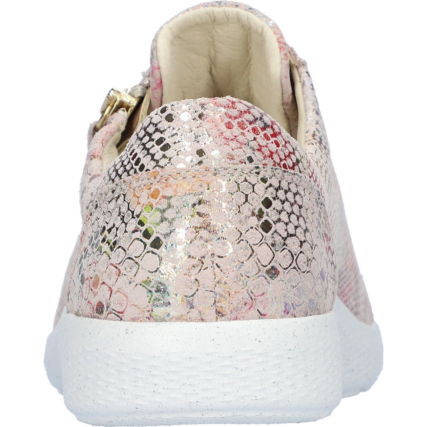 Waldlaufer 634007 164 264 K-Ira ladies wide pink nubuck trainers with arch support, zip and lace closure.