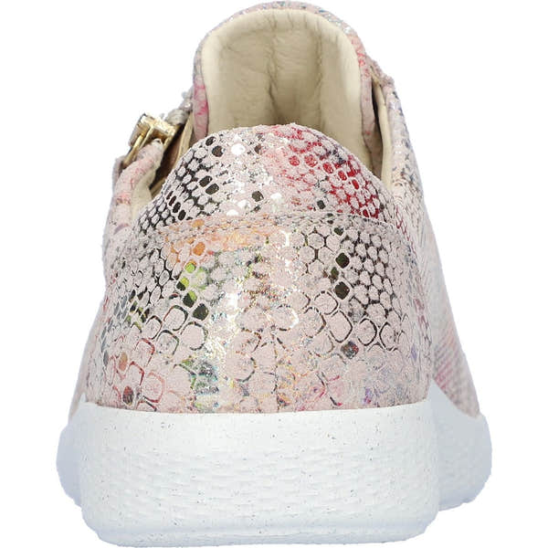 Waldlaufer 634007 164 264 K-Ira ladies wide pink nubuck trainers with arch support, zip and lace closure.