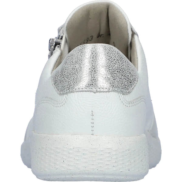 Waldlaufer 634K02 309 663 K-Ira women's wide fit white and silver leather trainers with zip and lace closure.