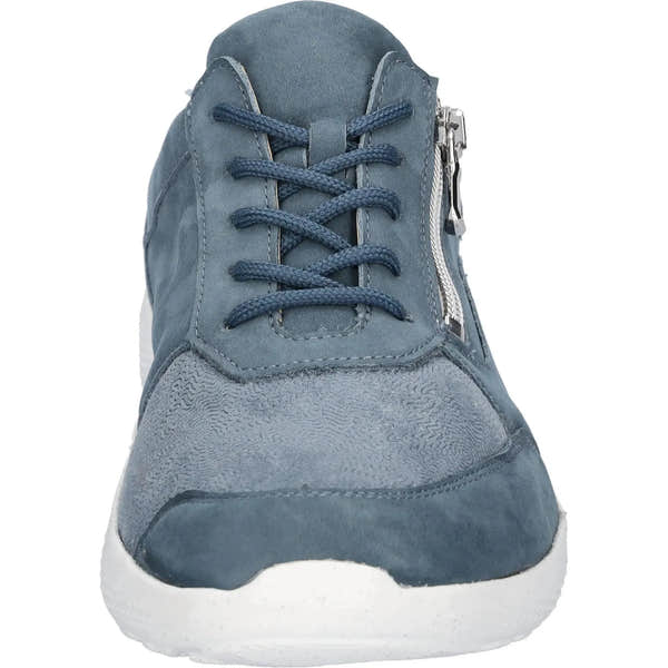 Waldlaufer 634K02 310 263 K-Ira women's wide denim nubuck trainers with lace-up and side zipper for easy wear.