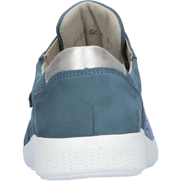 Waldlaufer 634K33 305 263 K-Ira women's wide-fit trainers with denim and taupe nubuck, arch support, and touch fastening.