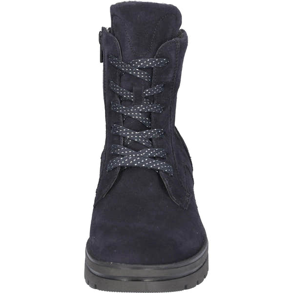 Waldlaufer K-Zoe women's navy suede ankle boots with zip, lace-up closure, wide fit, and arch support.