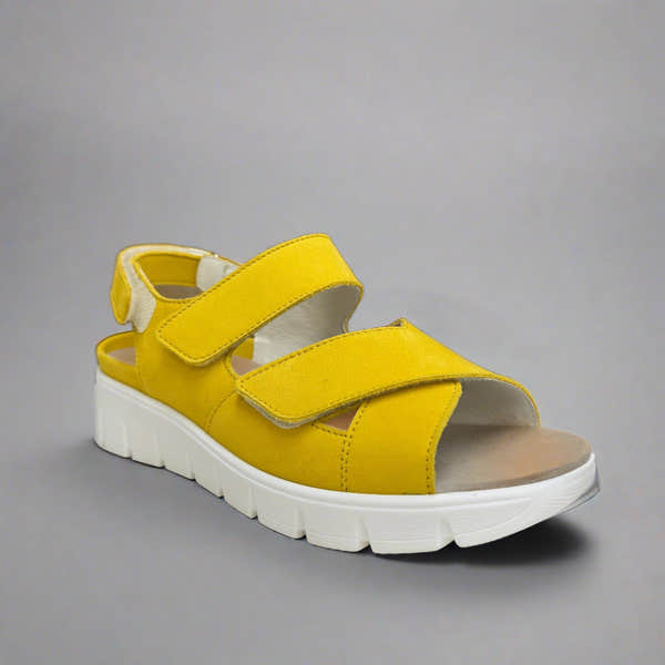 Waldlaufer 658001 191 209 K-Adea Ladies Sun Yellow Nubuck Arch Support Touch Fastening Sandals-elevate your sole