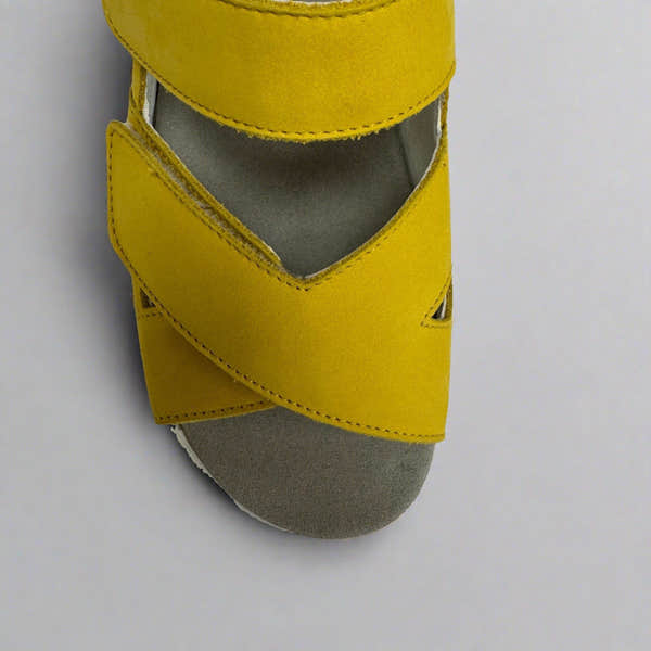Waldlaufer 658001 191 209 K-Adea Ladies Sun Yellow Nubuck Arch Support Touch Fastening Sandals-elevate your sole