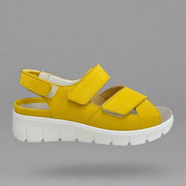 Waldlaufer 658001 191 209 K-Adea Ladies Sun Yellow Nubuck Arch Support Touch Fastening Sandals-elevate your sole
