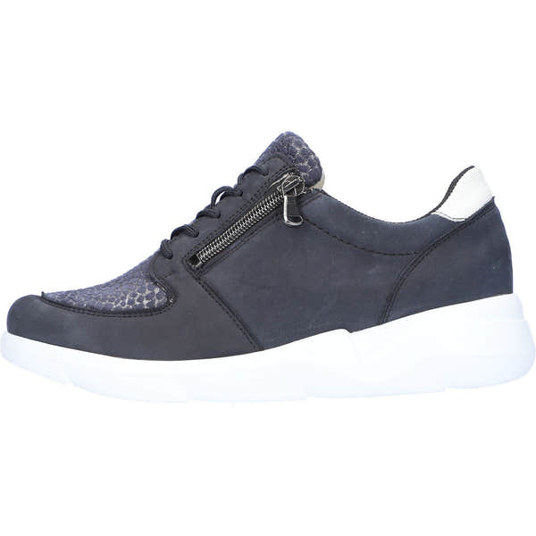 Waldlaufer 668K02 300 217 K-Funky Ladies Navy White Nubuck Arch Support Zip & Lace Shoes-elevate your sole