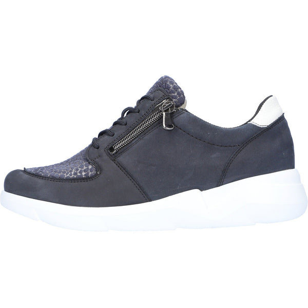 Waldlaufer 668K02 300 217 K-Funky Ladies Navy White Nubuck Arch Support Zip & Lace Shoes-elevate your sole
