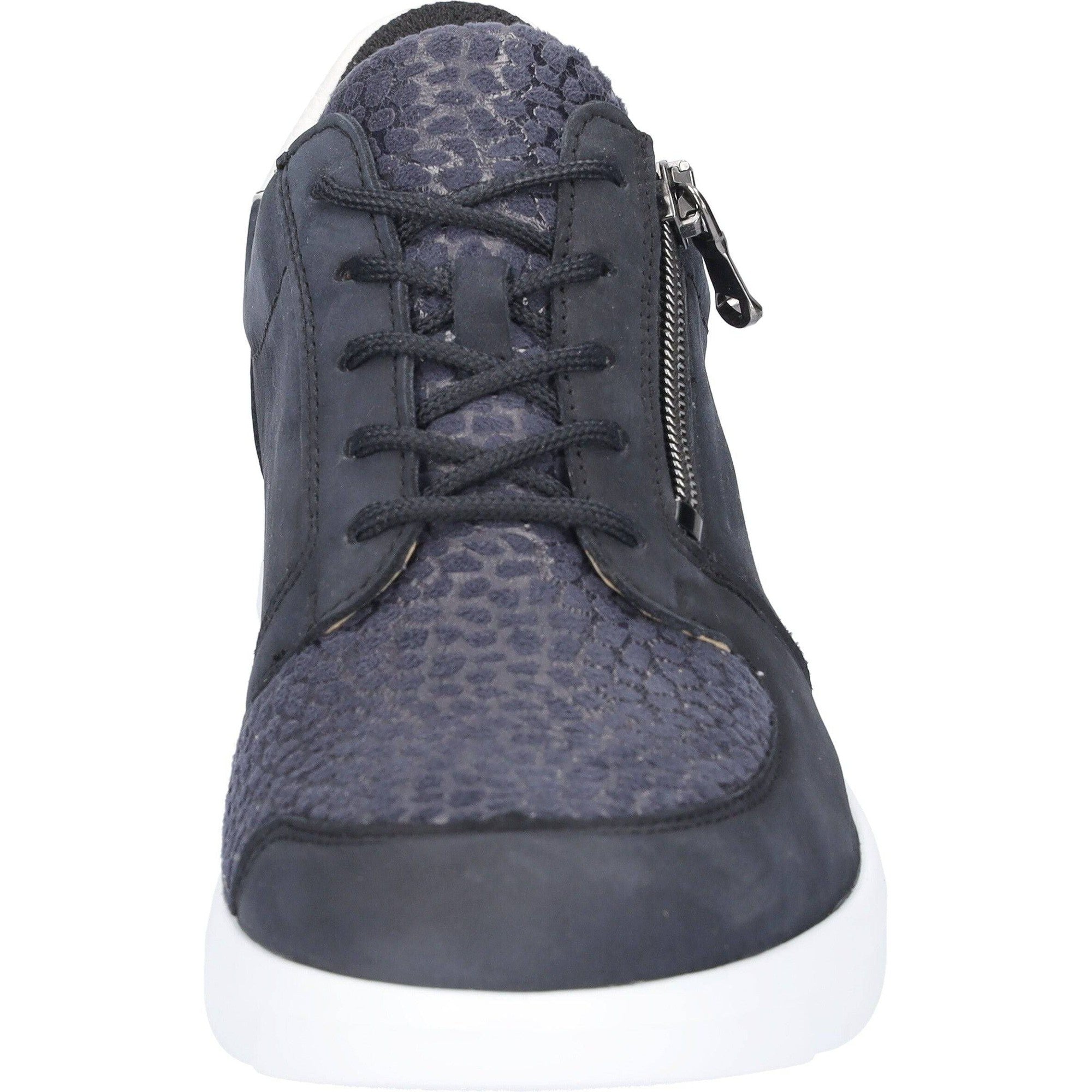 Waldlaufer 668K02 300 217 K-Funky Ladies Navy White Nubuck Arch Support Zip & Lace Shoes-elevate your sole