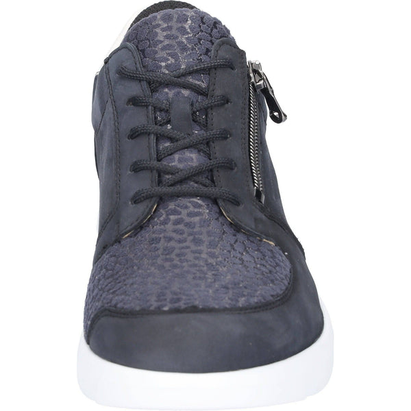 Waldlaufer 668K02 300 217 K-Funky Ladies Navy White Nubuck Arch Support Zip & Lace Shoes-elevate your sole