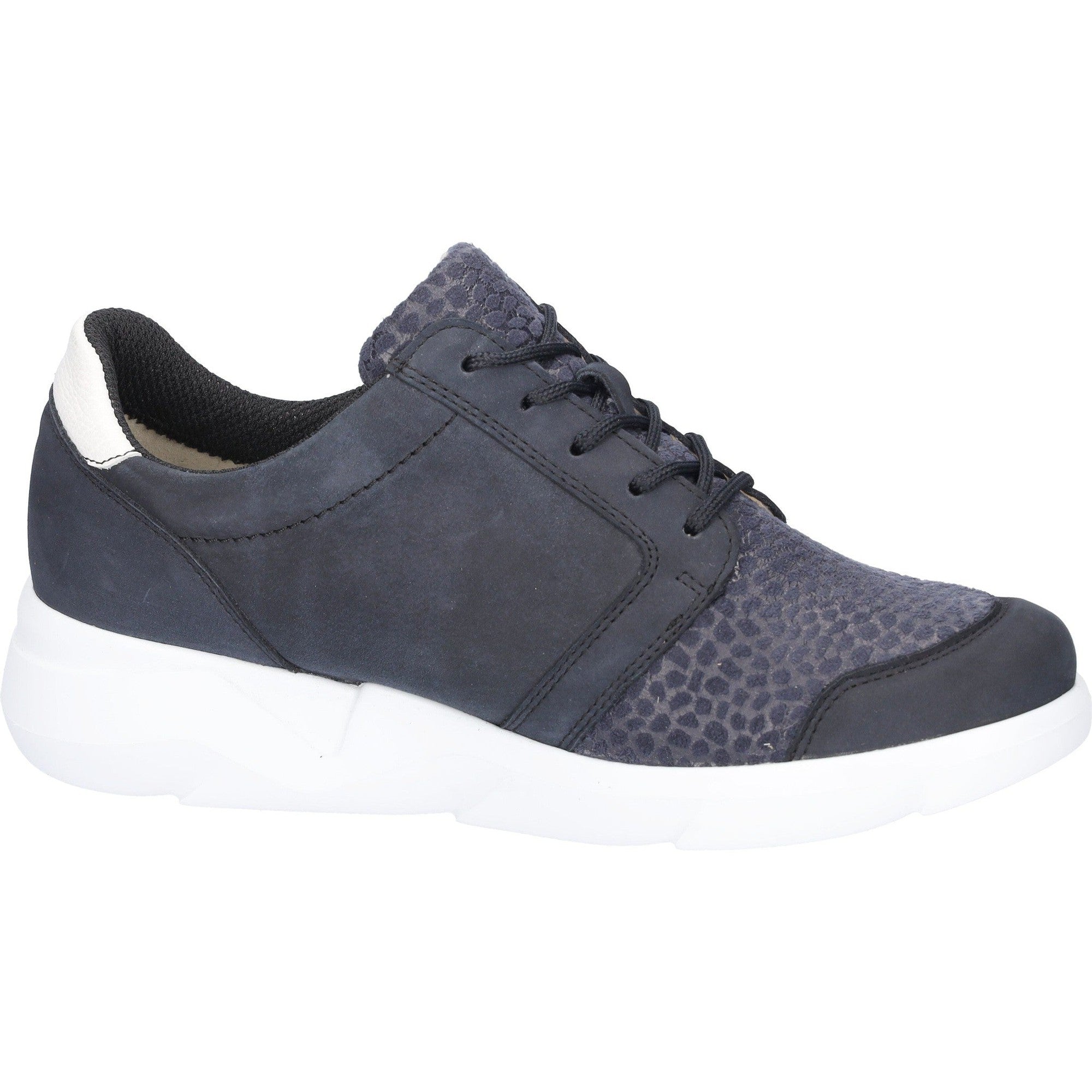 Waldlaufer 668K02 300 217 K-Funky Ladies Navy White Nubuck Arch Support Zip & Lace Shoes-elevate your sole
