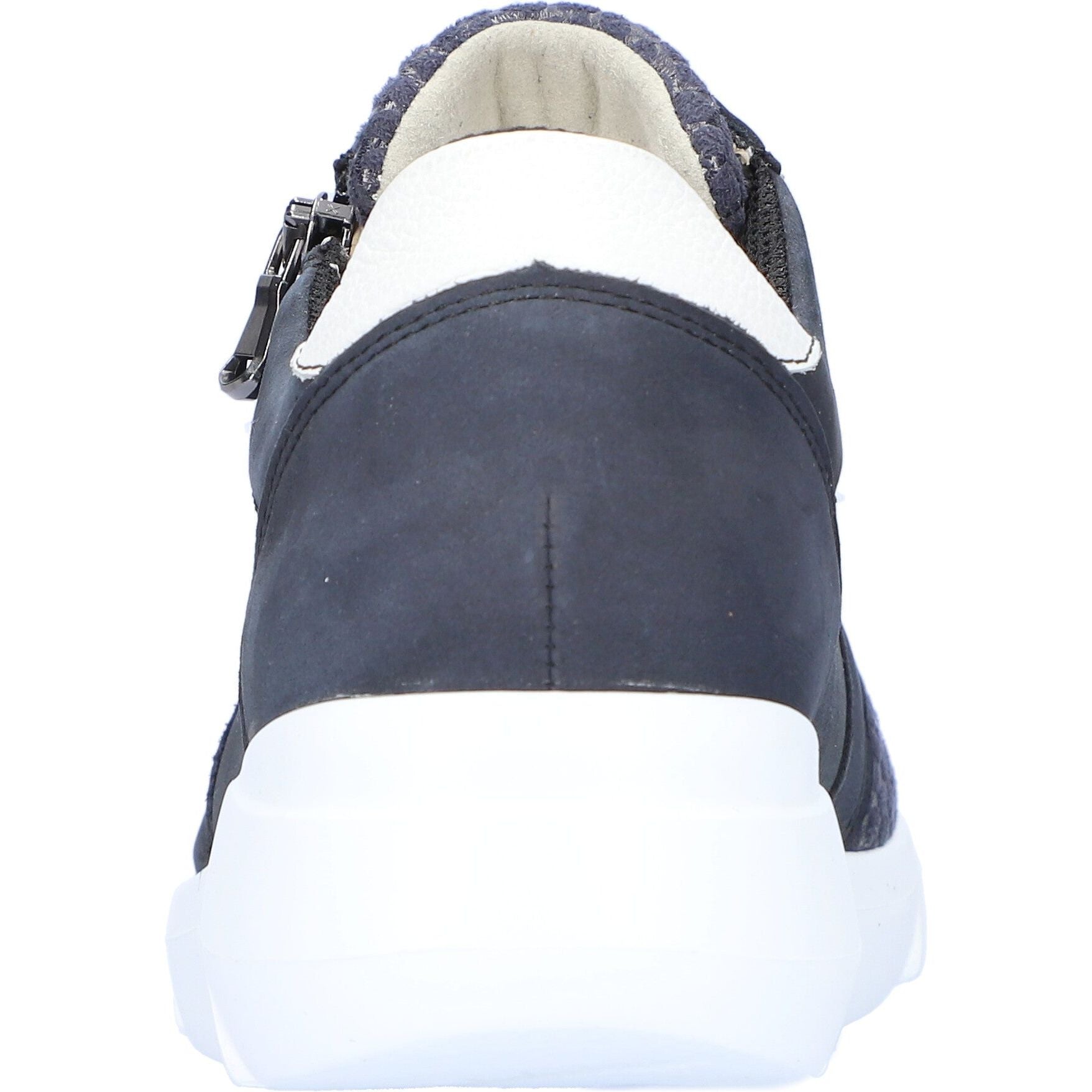 Waldlaufer 668K02 300 217 K-Funky Ladies Navy White Nubuck Arch Support Zip & Lace Shoes-elevate your sole