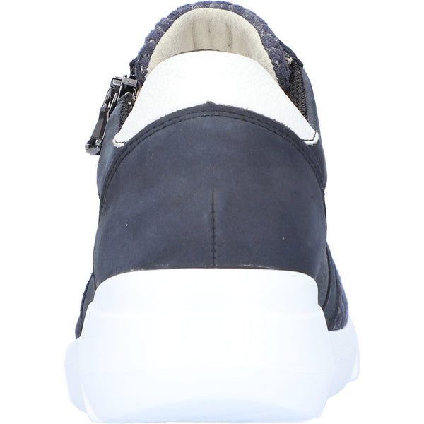 Waldlaufer 668K02 300 217 K-Funky Ladies Navy White Nubuck Arch Support Zip & Lace Shoes-elevate your sole