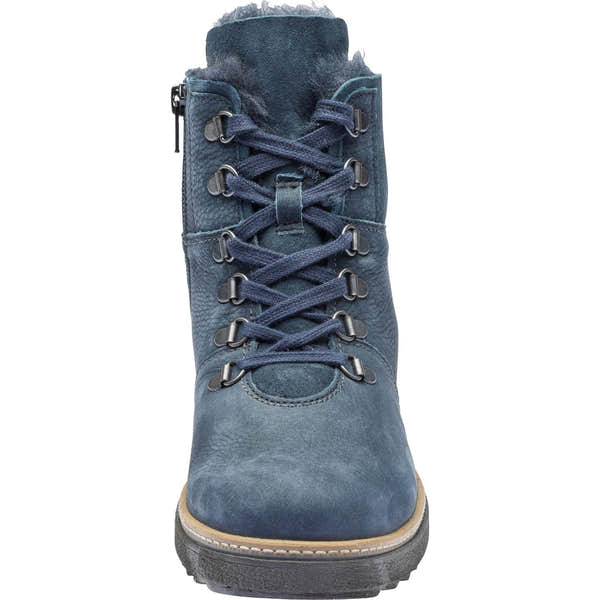 Waldlaufer 683806 300 194 Kitomi Ladies Navy Nubuck Zip & Lace Ankle Boots-elevate your sole