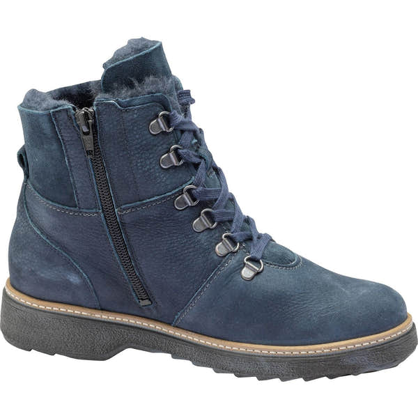 Waldlaufer 683806 300 194 Kitomi Ladies Navy Nubuck Zip & Lace Ankle Boots-elevate your sole